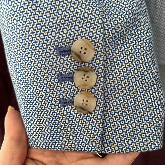 Talbots Blue and White Dobby Pattern Suit - Picture 7 of 12